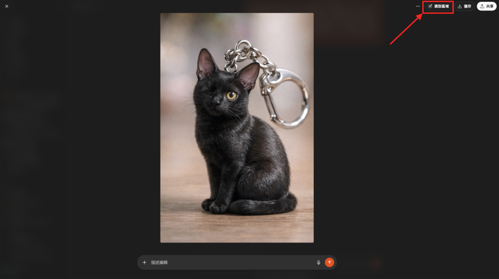 ChatGPT： 點選「選擇區域」，即可在已生成的圖片上框選區域，並在對話框內描述想要的更動。 -Aiworks