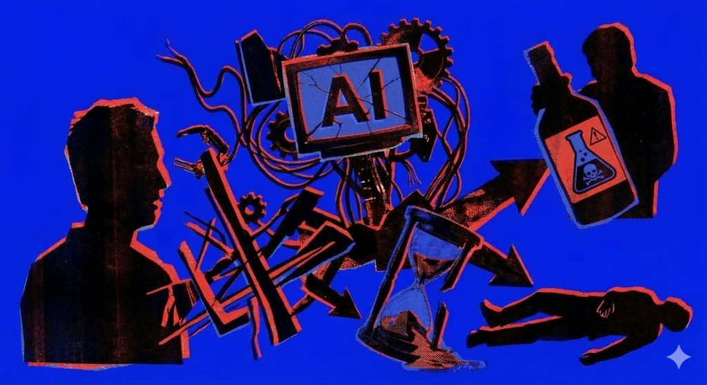 根據 OpenAI 研究指出,每週仍有高達 2.3 億的使用者習慣詢問 ChatGPT 醫療相關問題。亦有許多 AI 誤導使用者遵從錯誤醫療指示的案例,如:一位 60 歲男子聽信 AI,以溴化鈉取代食鹽三個月,導致嚴重溴中毒與精神錯亂;一名加州少年長期向 AI 詢問用藥資訊,AI 竟提供具體藥物混用建議與劑量,致使少年最終因藥物過量不幸身亡。
(image source: AI generated by Google Gemini with Nano Banana 2) -Aiworks